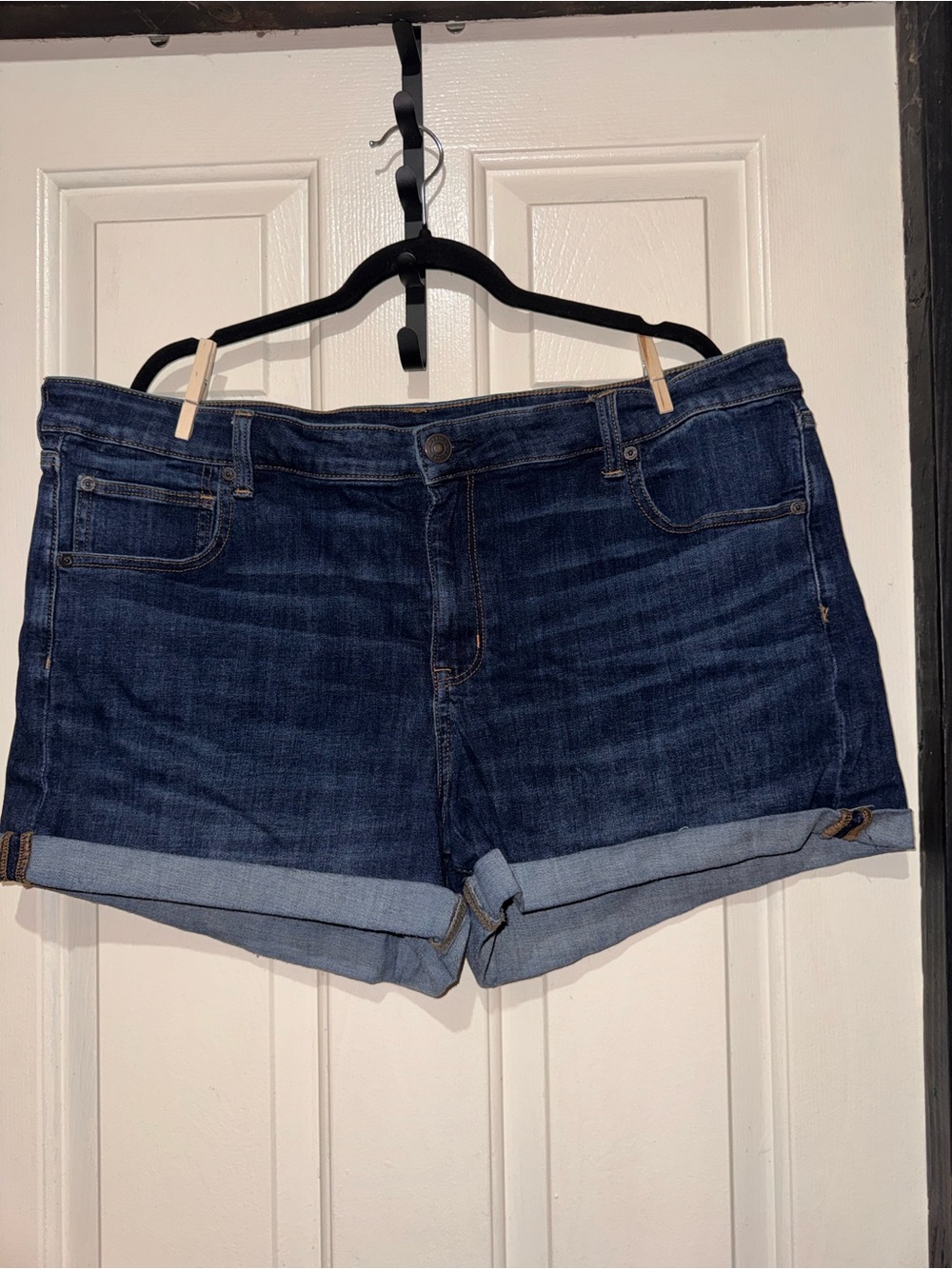 American Eagle Outfitters Dark Blue Cuffed Denim Shorts